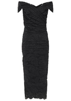 Dolce & Gabbana - Off-the-shoulder pleated lace midi dress - Black - IT 42