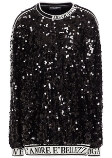 Dolce & Gabbana - Oversized sequined stretch-tulle sweatshirt - Black - IT 36