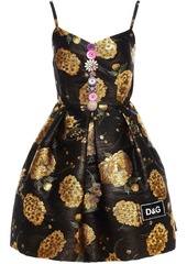 Dolce & Gabbana - Pleated embellished brocade mini dress - Black - IT 44