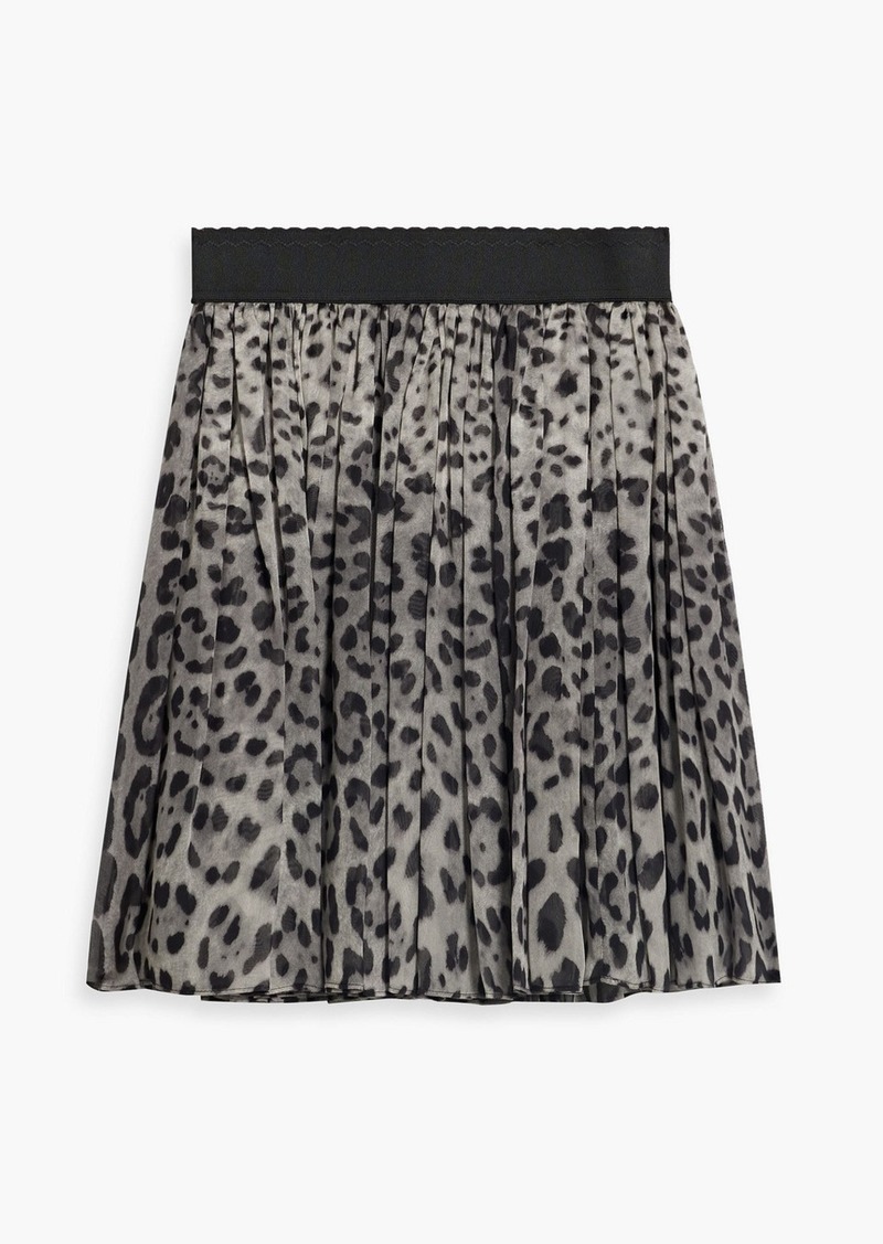 Dolce & Gabbana - Pleated leopard-print silk-chiffon mini skirt - Black - IT 38