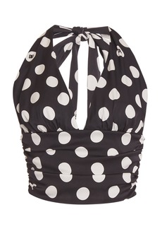 Dolce & Gabbana - Polka-Dot Charmeuse Halter Top - Black/white - IT 38 - Moda Operandi