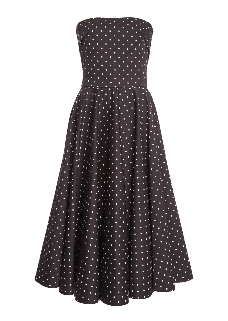 Dolce & Gabbana - Polka-Dot Cotton-Drill Midi Dress - Black - IT 48 - Moda Operandi