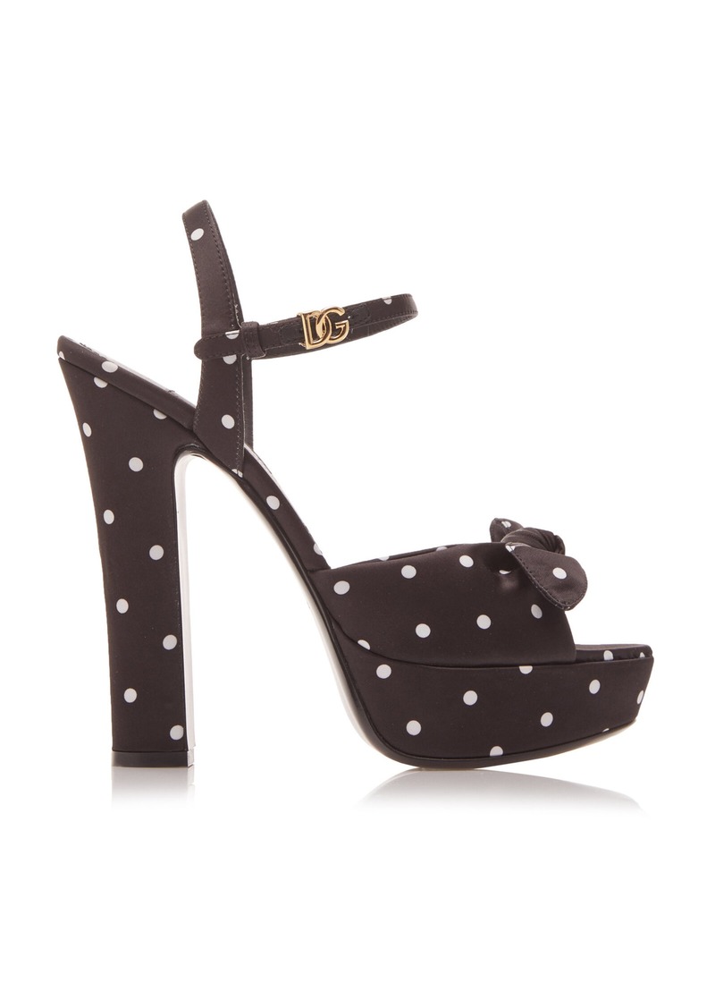 Dolce & Gabbana - Polka-Dot Satin Platform Sandals - Black - IT 36 - Moda Operandi