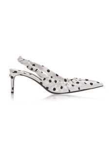 Dolce & Gabbana - Polka-Dot Satin Slingback Pumps - White - IT 38 - Moda Operandi