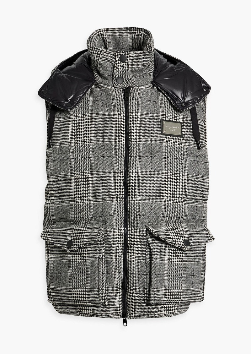 Dolce & Gabbana - Prince of Wales checked wool and cashmere-blend tweed hooded vest - Black - IT 50