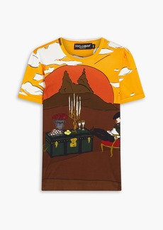 Dolce & Gabbana - Slim-fit printed cotton-jersey T-shirt - Brown - IT 44