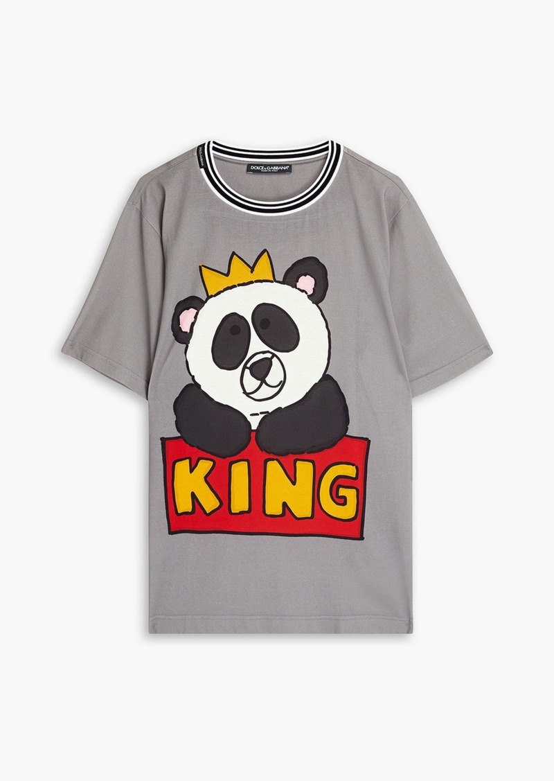 Dolce & Gabbana - Printed cotton-blend jersey T-shirt - Gray - IT 44