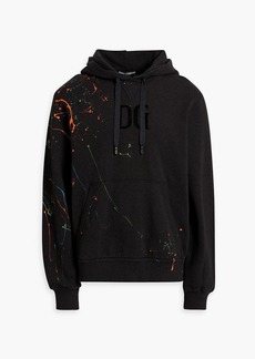 Dolce & Gabbana - Printed flocked French cotton-terry hoodie - Gray - IT 44