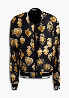 Dolce & Gabbana - Printed silk-twill bomber jacket - Black - IT 52