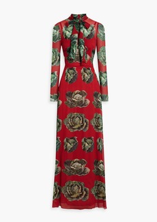 Dolce & Gabbana - Pussy-bow floral-print silk-blend chiffon maxi dress - Red - IT 38
