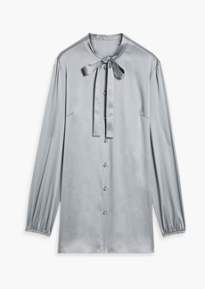 Dolce & Gabbana - Pussy-bow silk-blend satin blouse - Gray - IT 48
