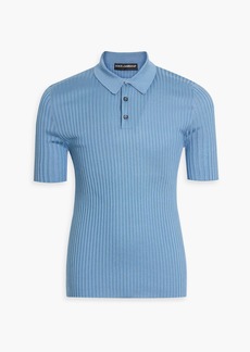 Dolce & Gabbana - Ribbed silk polo shirt - Blue - IT 48
