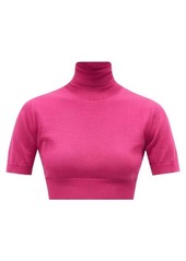 Dolce & Gabbana - Roll-neck Silk Cropped Sweater - Womens - Fuchsia