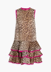 Dolce & Gabbana - Ruffled leopard-print silk-crepe mini dress - Animal print - IT 44