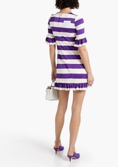 Dolce & Gabbana - Ruffled striped silk-blend twill mini dress - Purple - IT 36