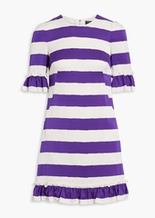 Dolce & Gabbana - Ruffled striped silk-blend twill mini dress - Purple - IT 36