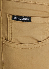 Dolce & Gabbana - Skinny-fit embroidered stretch-cotton twill pants - Neutral - IT 48