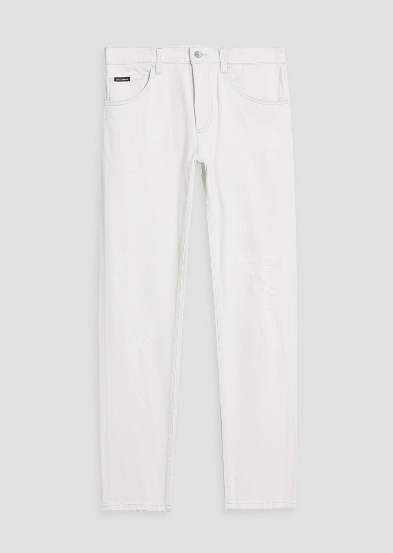 Dolce & Gabbana - Skinny-fit distressed denim jeans - White - IT 44