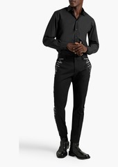 Dolce & Gabbana - Slim-fit appliquéd cotton-blend twill pants - Black - IT 48