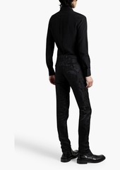 Dolce & Gabbana - Slim-fit cotton-blend jacquard pants - Black - IT 46