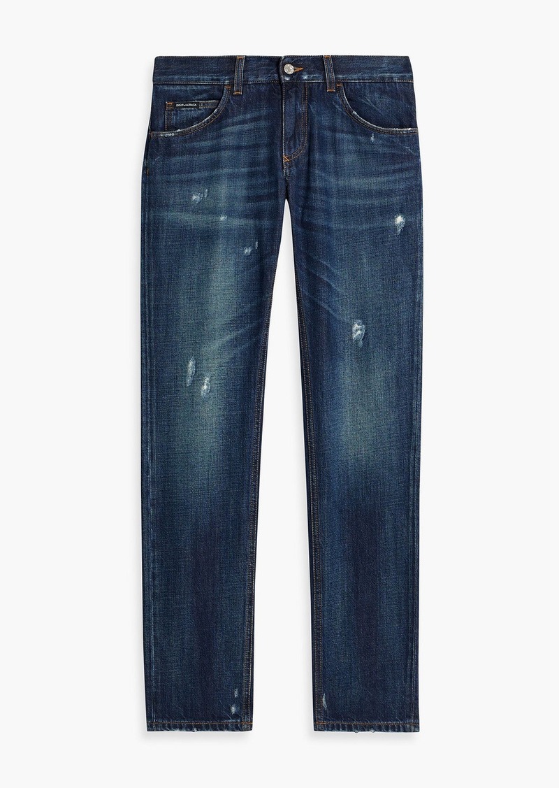 Dolce & Gabbana - Slim-fit distressed faded denim jeans - Blue - IT 44