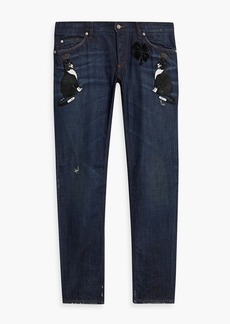 Dolce & Gabbana - Slim-fit embellished distressed denim jeans - Blue - IT 50