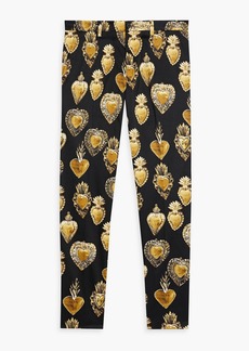 Dolce & Gabbana - Slim-fit printed cotton-blend twill pants - Black - IT 50