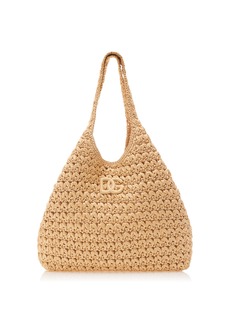 Dolce & Gabbana - Small Kendra Woven Raffia Hobo Bag - Neutral - OS - Moda Operandi