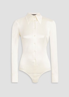 Dolce & Gabbana - Stretch-silk satin bodysuit - White - IT 40