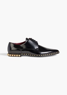 Dolce & Gabbana - Studded polished-leather derby shoes - Black - UK 8