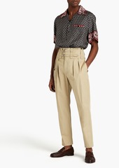 Dolce & Gabbana - Tapered pleated cotton-twill pants - Neutral - IT 48