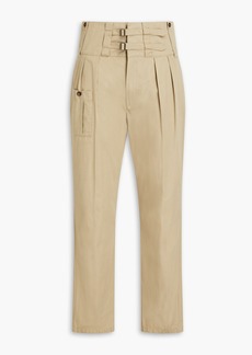 Dolce & Gabbana - Tapered pleated cotton-twill pants - Neutral - IT 56