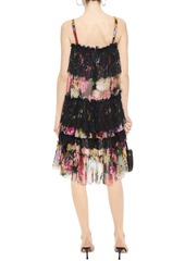 Dolce & Gabbana - Tiered floral-print silk-blend voile and lace dress - Black - IT 38