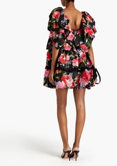 Dolce & Gabbana - Ruffled floral-print silk-blend satin mini dress - Black - IT 38