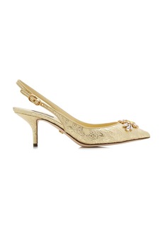 Dolce & Gabbana - Women's Jewel-Embellished Metallic Brocade Slingback Pumps - Gold - Moda Operandi