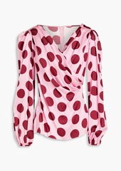 Dolce & Gabbana - Wrap-effect polka-dot silk-blend satin blouse - Pink - IT 38