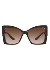 Dolce & Gabbana 55mm Gradient Geometric Sunglasses in Havana/Brown Gradient at Nordstrom