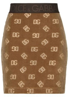 DOLCE & GABBANA Allover logo cotton mini skirt