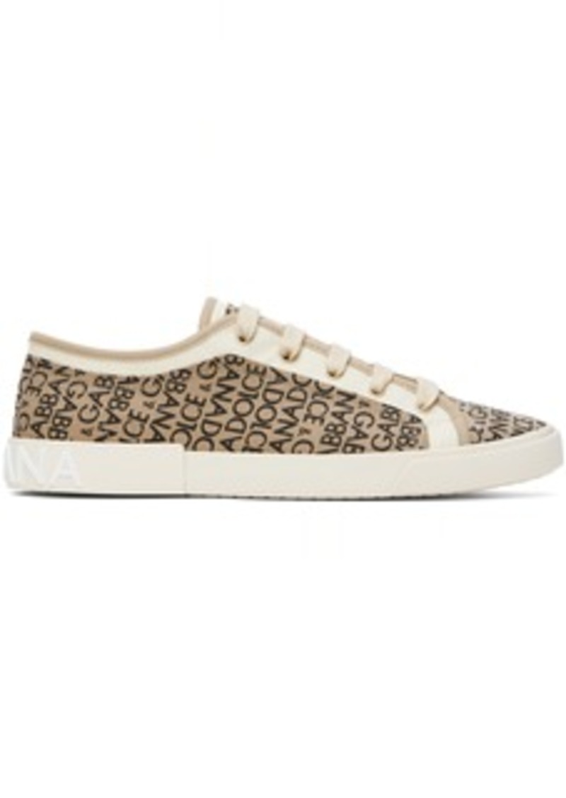 Dolce & Gabbana Beige Canvas Portofino Vintage Sneakers