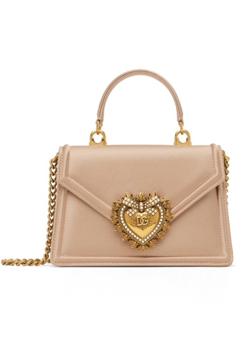 Dolce & Gabbana Beige Small Satin Devotion Bag