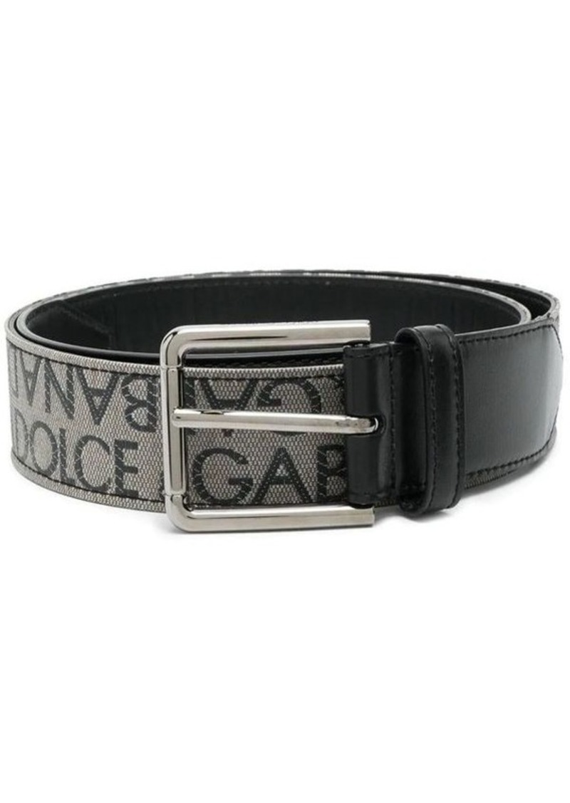 DOLCE & GABBANA BELT WITH LOGO EMBROIDERED BUCKLE