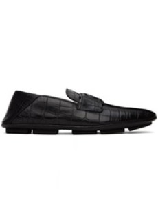 Dolce & Gabbana Black Calfskin Driver Loafers