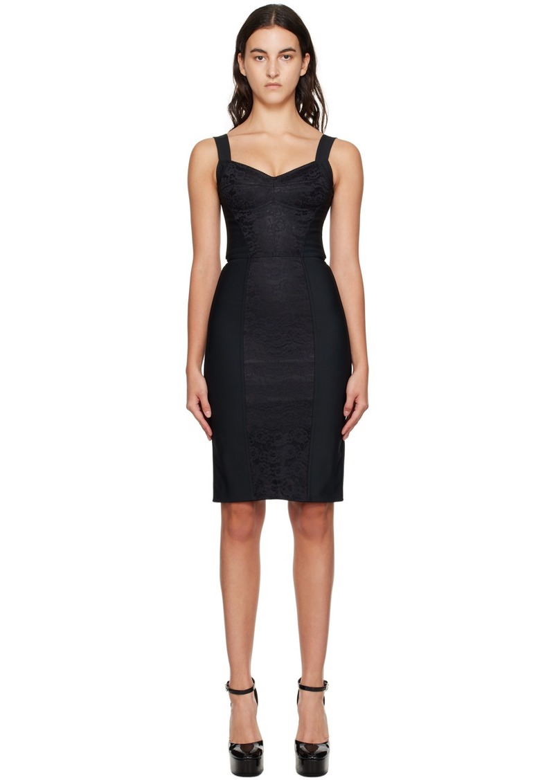 Dolce & Gabbana Black Corset-Style Midi Dress