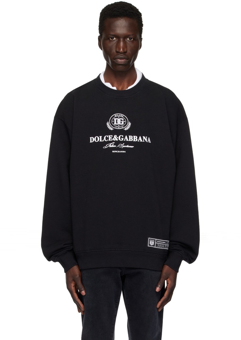 Dolce & Gabbana Black 'Dolce & Gabbana' Logo Print Sweatshirt