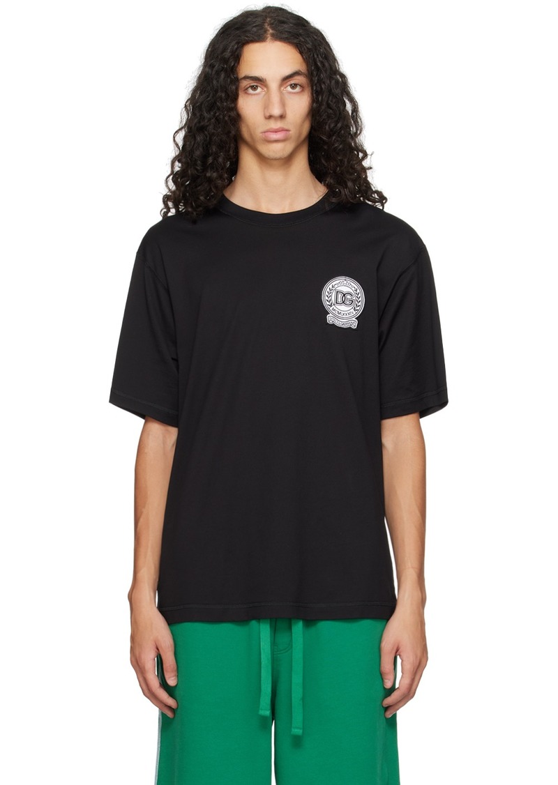 Dolce & Gabbana Black Embroidered-Logo T-Shirt