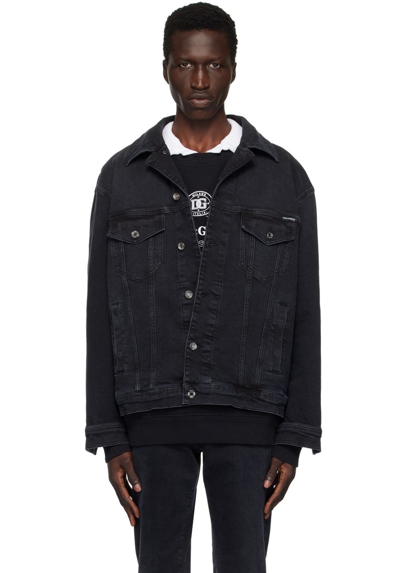 Dolce & Gabbana Black Faded Denim Jacket