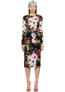 Dolce & Gabbana Black Floral Midi Dress