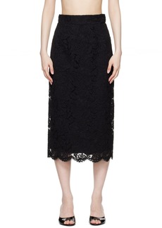 Dolce & Gabbana Black Floral Midi Skirt