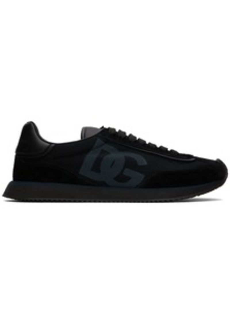 Dolce & Gabbana Black Mixed-Material 'DG' Cushion Sneakers