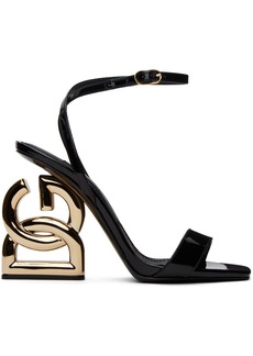 Dolce & Gabbana Black Patent Leather Heeled Sandals